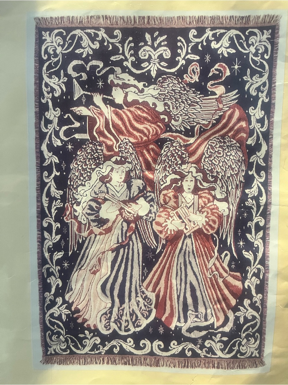 Vintage Goodwin Weavers Angelic Season Throw Blanket Jacquard Woven USA